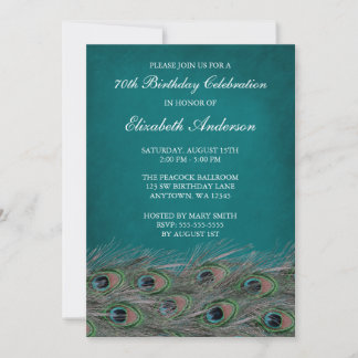 Elegante Pfau 70. Geburtstagsparty Einladungen