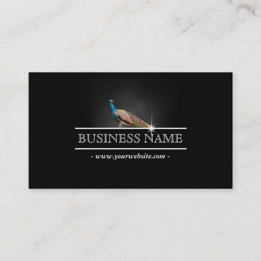 Elegante Pfau Dark Business Card Visitenkarte (Vorderseite)