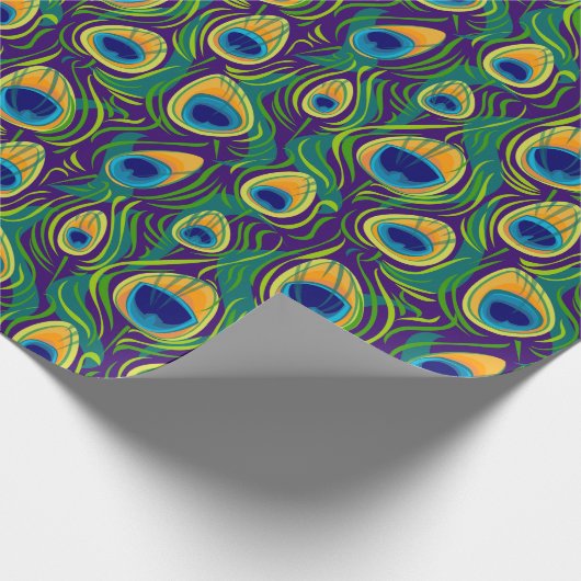 Elegante Pfau-Feder Geschenkpapier (Ecke)