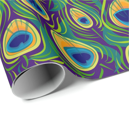 Elegante Pfau-Feder Geschenkpapier (Rolleneckpunkt)