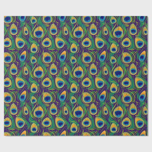 Elegante Pfau-Feder Geschenkpapier (Flach)