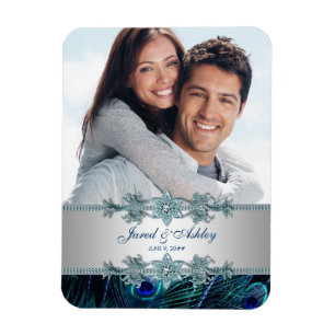 Elegante Pfau-Foto-Save-the-Date-Magnete Magnet