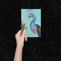 Elegante Pfau Geburtstagskarte geklappte Grußkarte