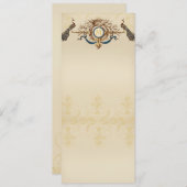 Elegante Pfau-Hochzeits Menü-Karten Einladung (Vorne/Hinten)