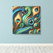 Elegante Pfau und Federn Leinwand Kunst (Insitu (Holzboden))