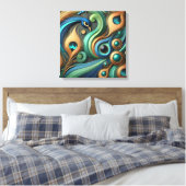 Elegante Pfau und Federn Leinwand Kunst (Insitu (Schlafzimmer))