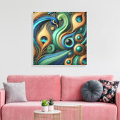 Elegante Pfau und Federn Leinwand Kunst (Insitu (Wohnzimmer))