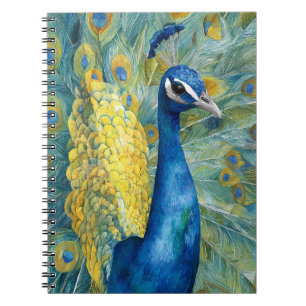 Elegante Pfauen Aquamarines Gold Feather Kunst, Di Notizblock