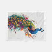 Elegante Pfauen-Blumen-Decke Fleecedecke (Vorderseite (Horizontal))