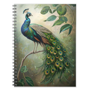 Elegante Pfauen Botanische Wand an Wand Notizblock