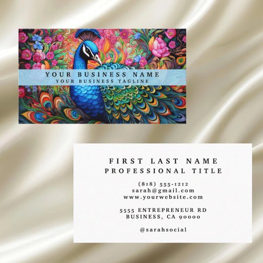 Elegante Pfauen Business Cards Visitenkarte