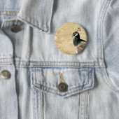 Elegante Pfauen-Vogel- und Feder-Kunst Button (Beispiel)