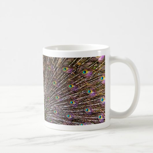 Elegante Pfauen-Vogel- und Federkunst Kaffeetasse (Rechts)