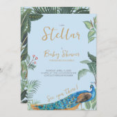 Elegante Pfauenbaby-Dusche Einladung (Vorne/Hinten)