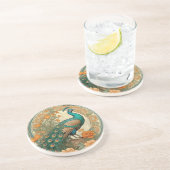 Elegante Pfauendekoration Keramik Tile Getränkeuntersetzer (Seite)