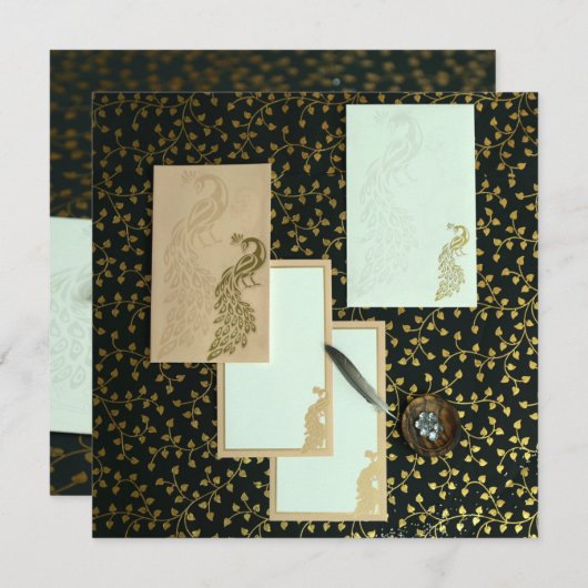 Elegante Pfaueneinladungen | IndianWeddingCards Einladung (Vorne/Hinten)