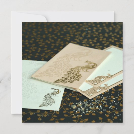 Elegante Pfaueneinladungen | IndianWeddingCards Einladung (Rückseite)