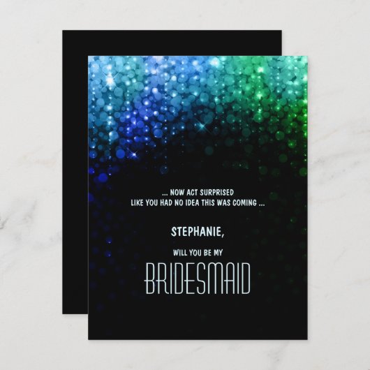 Elegante Pfauenfarbe Bucht Hochzeitsfrau Einladung (Vorne/Hinten)