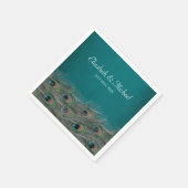 Elegante Pfauenfeathers Personalisiert Hochzeit Serviette (Ecke)