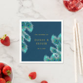 Elegante Pfauenfeathers und GoldWedding Serviette (Beispiel)