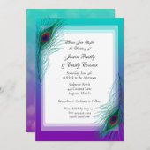 Elegante Pfauenfeathers Wedding Einladung (Vorne/Hinten)