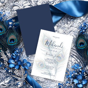 Elegante Pfauenfeder Mehendi Zeremonie TLW26 Einladung