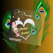 Elegante Pfauenfeder & Rose Custom Wedding Save The Date