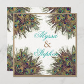 Elegante Pfauenfederung Einladung zur Hochzeit 2 (Vorne/Hinten)