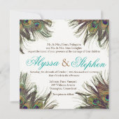 Elegante Pfauenfederung Einladung zur Hochzeit 2 (Rückseite)