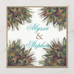 Elegante Pfauenfederung Einladung zur Hochzeit 2