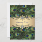 Elegante PfauenWedding speichert das Datum Save The Date (Vorderseite)