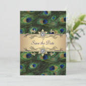 Elegante PfauenWedding speichert das Datum Save The Date (Stehend Vorderseite)