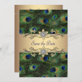 Elegante PfauenWedding speichert das Datum Save The Date (Vorne/Hinten)