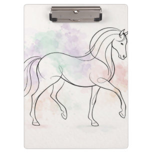 Elegante Pferd-Linienkunst Pastell-Illustration Klemmbrett