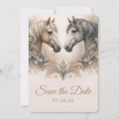 Elegante Pferde, die die Datumskarte sichern Save The Date (Vorderseite)