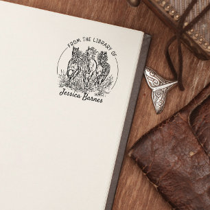 Elegante Pferde-Exlibris Gummistempel