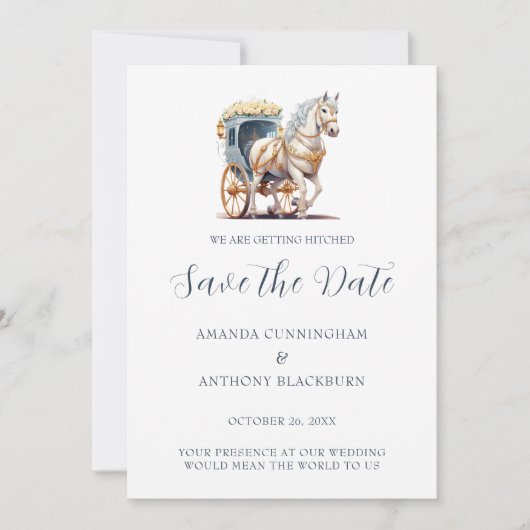 Elegante Pferde Gezeichnet Hochzeit Save The Date (Vorderseite)