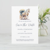 Elegante Pferde Gezeichnet Hochzeit Save The Date (Stehend Vorderseite)