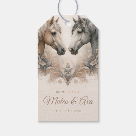 Elegante Pferde Hochzeit Geschenkanhänger (Vorderseite)