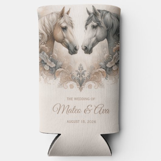 Elegante Pferde Hochzeit Selters Dosenkühler (Vorderseite)