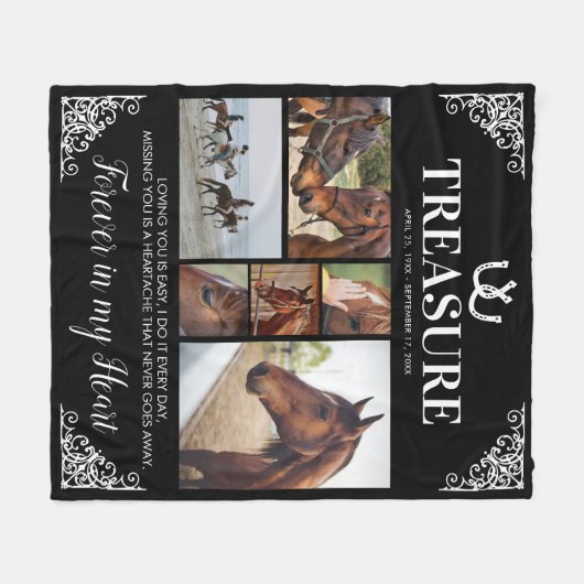 Elegante PferdeGedächtnisfotografie Fleecedecke (Vorderseite (Horizontal))