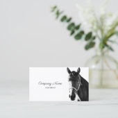 Elegante Pferdekopf Schwarz-weiße Visitenkarte (Stehend Vorderseite)