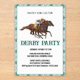 Elegante Pferderby-Party-Einladung Acryleinladungen