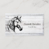 elegante Pferdeskizze schwarz-weiß Visitenkarte (Rückseite)