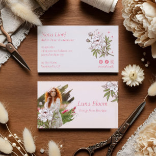 Elegante Pfingstrose Himmelsbild Ganzheitlich Mond Visitenkarte