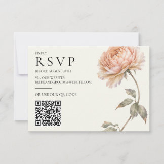 Elegante Pfingstrose im modernen Hochzeitsdesign h RSVP Karte