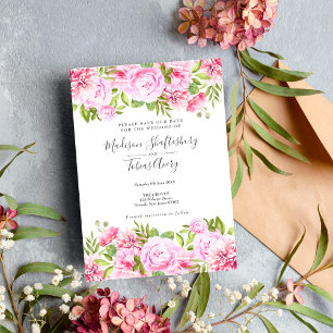 Elegante Pfingstrose-Wasserfarben-Blumen-Save-the- Save The Date