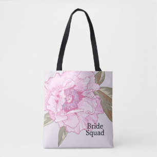 Elegante Pfingstrosen-Blumen-Hochzeit Personalisie Tasche
