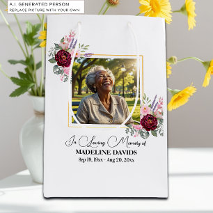 Elegante Pfingstrosen-Foto-Andenken Mittlere Geschenktüte