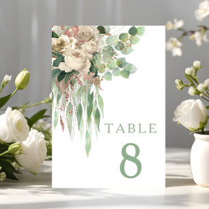Elegante Pfingstrosen-Hochzeit Tischnummer